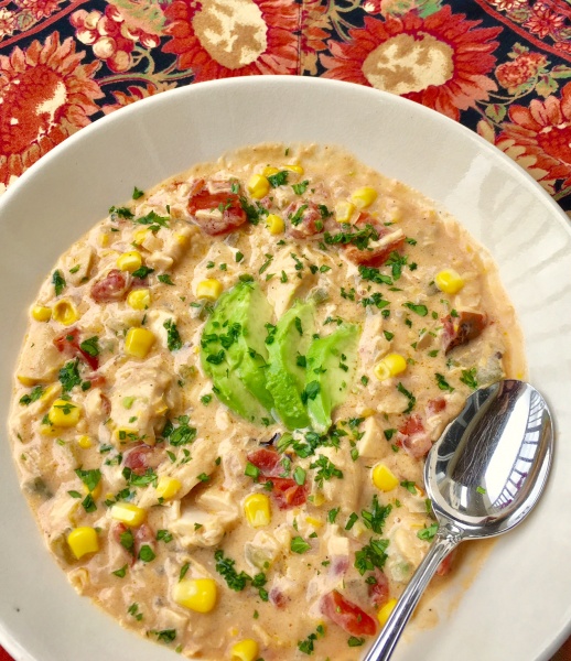 Mexican Chicken Corn Chowder - Soups On! - Its Thyme 2 Cook